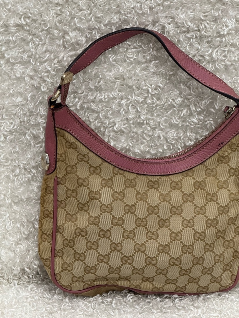 Gucci Beige/Pink GG Canvas and Leather Hobo - Picture 3 of 16